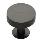 M Marcus Heritage Brass Knurled Disc Design Cabinet Knob with Rose 38mm 